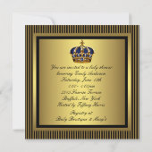 Royal Navy Blue Black Gold Prince Baby Boy Dusche Einladung (Rückseite)
