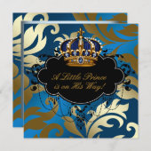 Royal Navy Blue Black Prince Baby Boy Dusche Einladung (Vorne/Hinten)