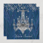 Royal Navy Blue Chandelier Party Einladungen (Vorne/Hinten)