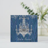 Royal Navy Blue Chandelier Party Einladungen (Stehend Vorderseite)