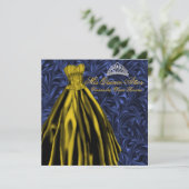 Royal Navy Blue Gold Dress Blue Gold Quinceanera Einladung (Stehend Vorderseite)