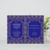 Royal Navy Blue Gold Great Gatsby Art Deco Program (Stehend Vorderseite)