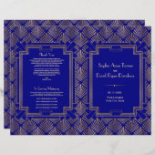 Royal Navy Blue Gold Great Gatsby Art Deco Program (Vorne/Hinten)