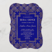 Royal Navy Blue Gold Great Gatsby Brautparty Einladung (Vorne/Hinten)