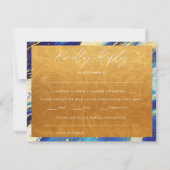 Royal Navy Blue Gold Kindly Antwort Hochzeit (Rückseite)