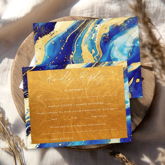 Royal Navy Blue Gold Kindly Antwort Hochzeit