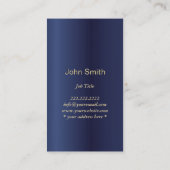 Royal Navy Blue & Gold Label Business Card Visitenkarte (Rückseite)