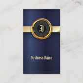 Royal Navy Blue & Gold Label Business Card Visitenkarte (Vorderseite)