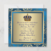 Royal Navy Blue Gold Prince Baby Boy Dusche Einladung (Rückseite)