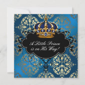 Royal Navy Blue Gold Prince Baby Boy Dusche Einladung (Vorderseite)