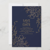 Royal Navy-Blue & Gold Save the Date Hochzeit Einladung (Vorderseite)