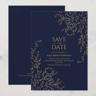 Royal Navy-Blue & Gold Save the Date Hochzeit Einladung