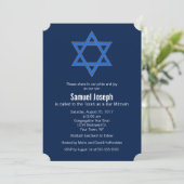 Royal Navy Blue Gold Star von David Bar Mitzvah Einladung (Stehend Vorderseite)