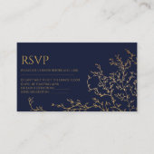 Royal Navy-Blue & Gold Wedding Rsvp Card Begleitkarte (Vorderseite)