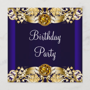 Royal Navy Blue Gold Womans Birthday Party Einladung