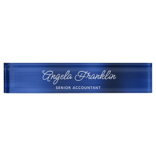 Royal Navy Blue Imitats Metallic Foil Namensplakette (Vorderseite)