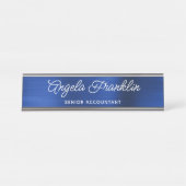 Royal Navy Blue Imitats Metallic Foil Schreibtischnamensplakette (Vorderseite )