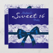 Royal Navy Blue Lace Blue Sweet 16 Party Einladung (Vorne/Hinten)