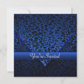 Royal Navy Blue Leopard Party Einladung (Vorderseite)