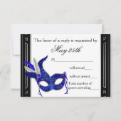 Royal Navy Blue Mask Masquerade Party UAWG RSVP Karte (Rückseite)