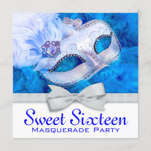 Royal Navy Blue Masquerade Party Einladungen