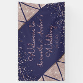 Royal Navy Blue Rose Gold Confetti Glitzer Wedding Banner (Vertikal)