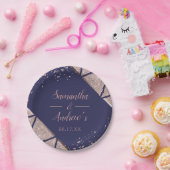 Royal Navy Blue Rose Gold Confetti Glitzer Wedding Pappteller (Party)