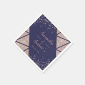 Royal Navy Blue Rose Gold Confetti Glitzer Wedding Serviette (Ecke)