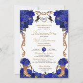 Royal Navy Blue Rose Western Charro Quinceañera Einladung (Vorderseite)