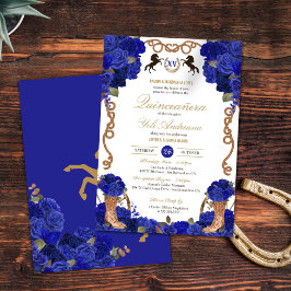 Royal Navy Blue Rose Western Charro Quinceañera Einladung