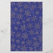 Royal Navy Blue Snowflake Winter Wedding Menu Card (Rückseite)