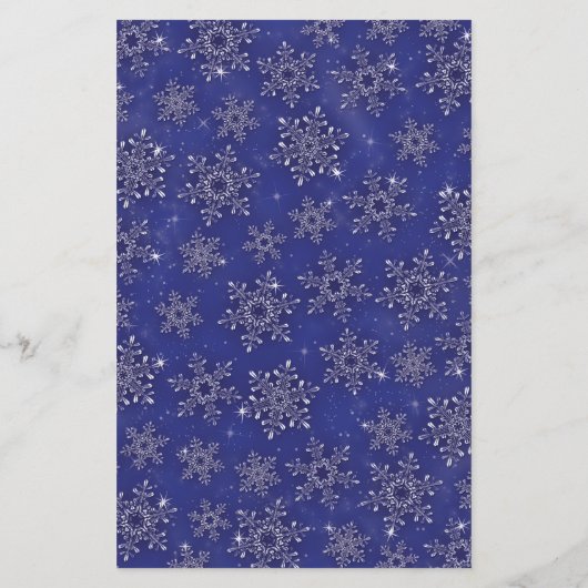 Royal Navy Blue Snowflake Winter Wedding Menu Card (Rückseite)
