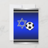 Royal Navy Blue Soccer Thema Bar Mitzvah Karte (Rückseite)