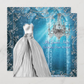 Royal Navy Blue White Quinceanera Einladung (Vorne/Hinten)