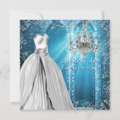 Royal Navy Blue White Quinceanera Einladung (Vorderseite)