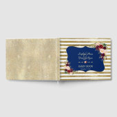 Royal Navy Blush Bloral Gold Hochzeit Gästebuch (Voll)