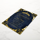 Royal Navy Gold Elegante Rose Script Quinceanera Folieneinladung (Gedreht)
