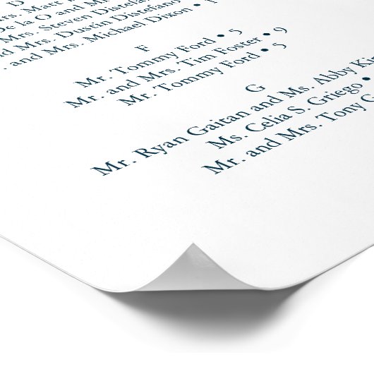 Royal Navy Hochzeitstabelle Poster (Ecke)