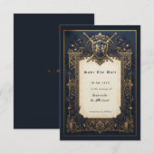 Royal Navy Moody Celestial Medieval Crest  Save The Date (Vorne/Hinten)