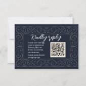 Royal Navy QR Code Wedding RSVP Card Karte (Vorderseite)