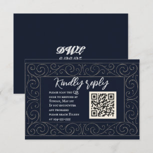 Royal Navy QR Code Wedding RSVP Card Karte