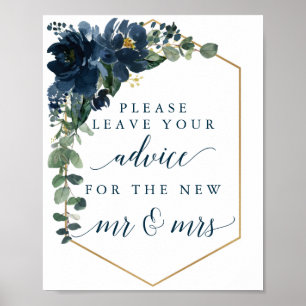 Royal Navy Wedding Sign Advice für Mr & Mrs. Poster