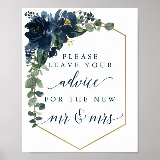 Royal Navy Wedding Sign Advice für Mr & Mrs. Poster (Vorne)