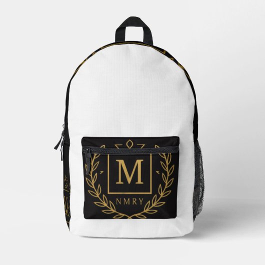 "Royal NMKY Emblem – Monogram M Crest Design" Bedruckter Rucksack (Vorderseite)