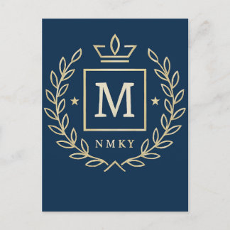 "Royal NMKY Emblem – Monogram M Crest Design" Einladungspostkarte