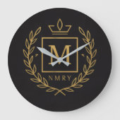 "Royal NMKY Emblem – Monogram M Crest Design" Große Wanduhr (Vorderseite)