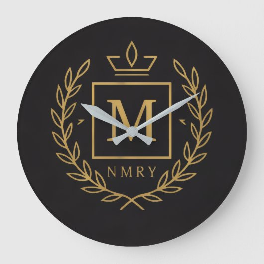 "Royal NMKY Emblem – Monogram M Crest Design" Große Wanduhr (Vorderseite)