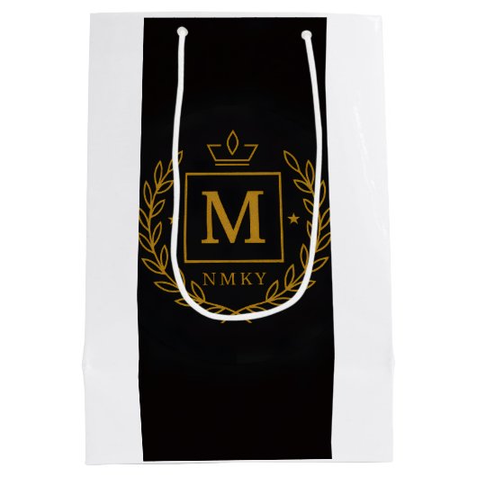 "Royal NMKY Emblem – Monogram M Crest Design" Mittlere Geschenktüte (Rückseite)