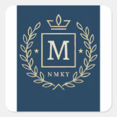 "Royal NMKY Emblem – Monogram M Crest Design" Quadratischer Aufkleber (Vorderseite)