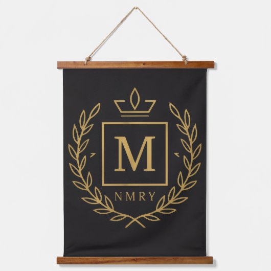 "Royal NMKY Emblem – Monogram M Crest Design" Wandteppich Mit Holzrahmen (Vorderseite)